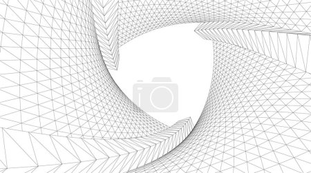 Ilustración de Perspectiva futurista, diseño abstracto de papel pintado arquitectónico, fondo concepto digital, fachada del rascacielos - Imagen libre de derechos