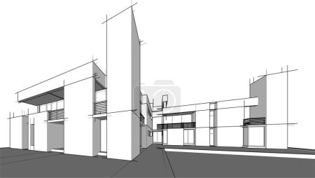 Ilustración de Bosquejo de concepto de casa 3d ilustración - Imagen libre de derechos