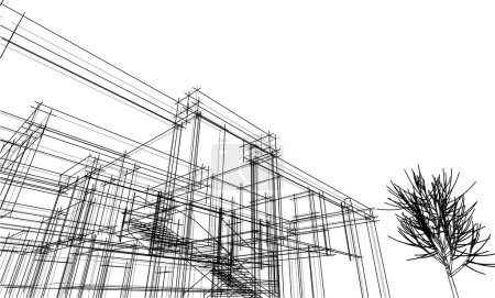 Illustration for House concept sketch 3d illustration - Royalty Free Image