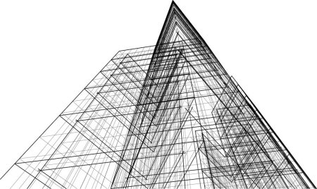 Ilustración de Diseño abstracto de rascacielos de papel pintado arquitectónico, fondo de concepto digital - Imagen libre de derechos