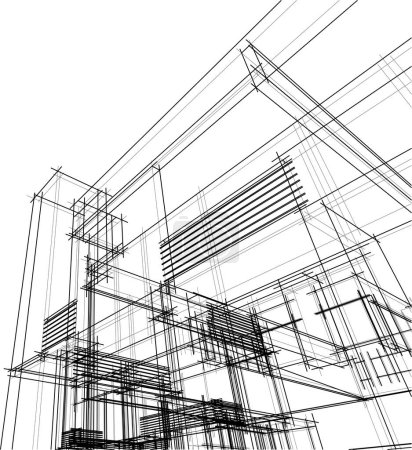 Téléchargez les illustrations : Conception de la maison croquis Illustration 3D - en licence libre de droit
