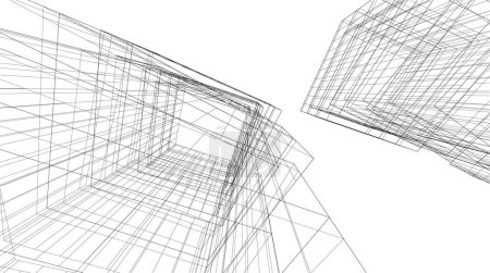 Téléchargez les illustrations : Abstrait architecture papier peint gratte-ciel design, fond de concept numérique - en licence libre de droit
