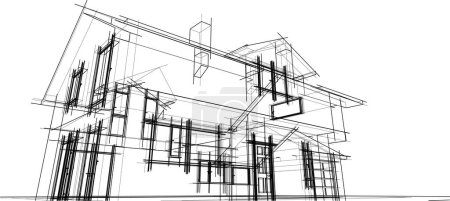 Illustration for House building architectural drawing 3d illustration - Royalty Free Image