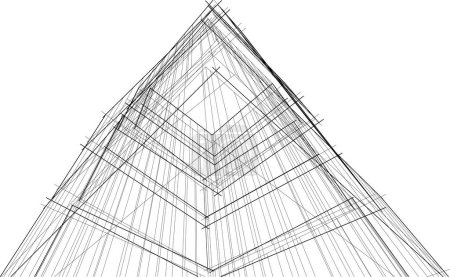Ilustración de Abstracto púrpura papel pintado arquitectónico diseño de rascacielos, fondo concepto digital - Imagen libre de derechos