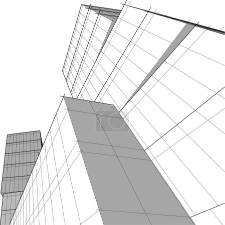 Téléchargez les illustrations : Abstrait violet papier peint architectural gratte-ciel design, fond de concept numérique - en licence libre de droit