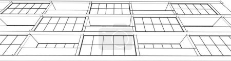 Ilustración de Abstracto púrpura papel pintado arquitectónico alto diseño del edificio, fondo concepto digital - Imagen libre de derechos