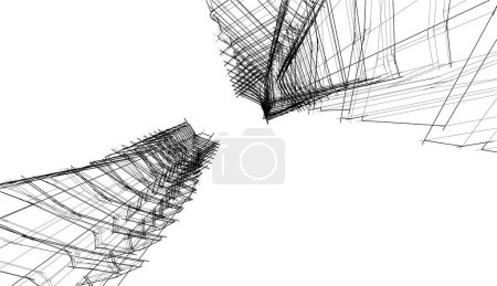 Illustration for Abstract purple architectural wallpaper skyscraper design, digital concept background - Royalty Free Image