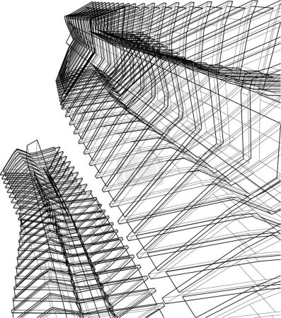 Téléchargez les illustrations : Abstract purple architectural wallpaper skyscraper design, digital concept background - en licence libre de droit