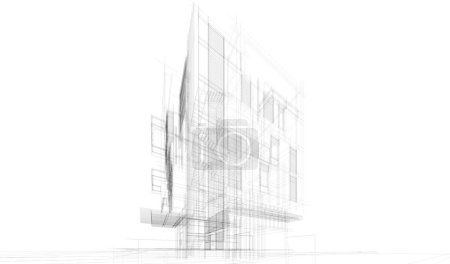 Ilustración de Papel pintado arquitectónico abstracto alto diseño del edificio, fondo de concepto digital - Imagen libre de derechos