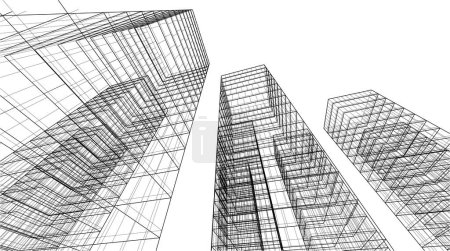 Ilustración de Abstract architectural wallpaper high building design, digital concept background - Imagen libre de derechos