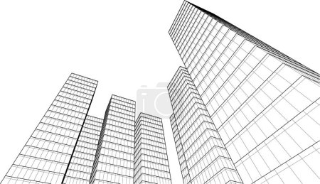 Ilustración de Papel pintado arquitectónico abstracto alto diseño del edificio, fondo de concepto digital - Imagen libre de derechos