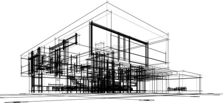 Illustration for House building architectural drawing 3d illustration - Royalty Free Image