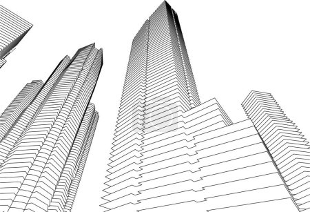 Téléchargez les illustrations : Abstrait architecture papier peint gratte-ciel bâtiment conception illustration vectorielle, fond de concept numérique - en licence libre de droit