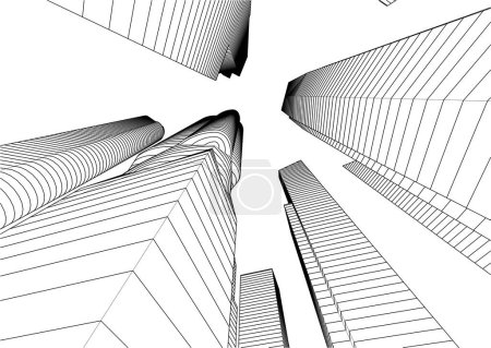 Illustration for Abstract architectural wallpaper skyscraper building design vector illustration, digital concept background - Royalty Free Image