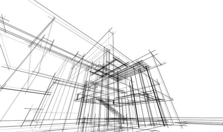 Téléchargez les illustrations : Maison bâtiment dessin architectural illustration 3d - en licence libre de droit