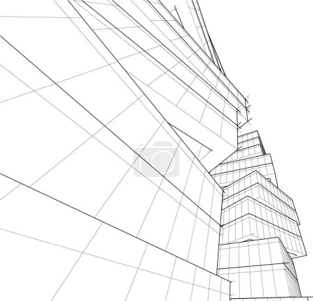 Ilustración de Diseño abstracto del edificio de rascacielos de papel pintado arquitectónico, fondo de concepto digital - Imagen libre de derechos