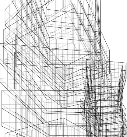Téléchargez les illustrations : Abstrait architecture papier peint gratte-ciel conception du bâtiment, fond de concept numérique - en licence libre de droit