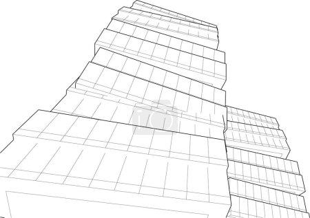 Téléchargez les illustrations : Abstrait architecture papier peint gratte-ciel conception du bâtiment, fond de concept numérique - en licence libre de droit