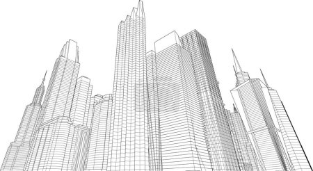 Téléchargez les photos : Abstrait vecteur architectural papier peint gratte-ciel conception du bâtiment, fond de concept numérique - en image libre de droit
