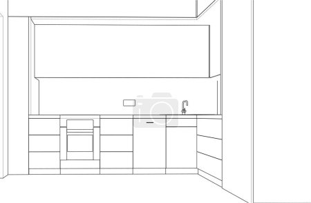 Illustration for Vector interior of modern apartment  kitchen - Royalty Free Image