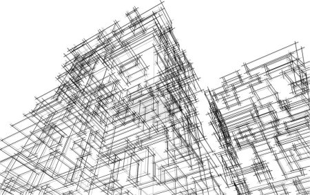 Ilustración de Perspectiva futurista, diseño de vectores de papel pintado arquitectónico abstracto, fondo de concepto digital - Imagen libre de derechos