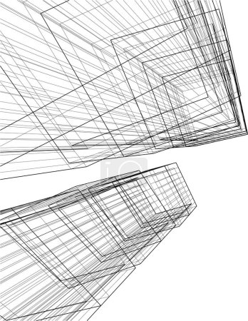 Téléchargez les illustrations : Perspective futuriste, conception vectorielle abstraite de papier peint architectural, fond de concept numérique - en licence libre de droit
