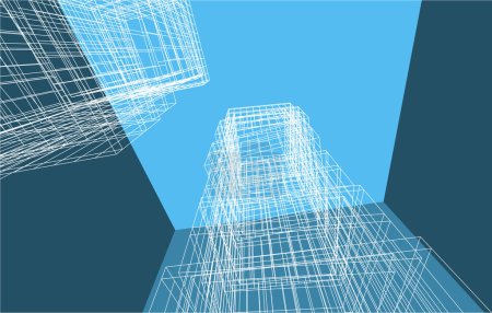 Ilustración de Perspectiva futurista, diseño de vectores de papel pintado arquitectónico abstracto, fondo de concepto digital - Imagen libre de derechos