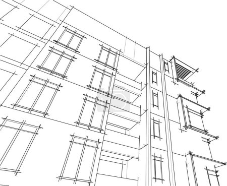 Téléchargez les illustrations : Architecture abstraite conception de papier peint du bâtiment résidentiel élevé, illustration vectorielle - en licence libre de droit