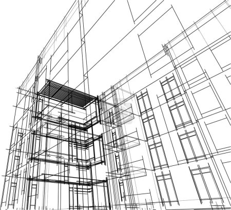 Ilustración de Diseño abstracto del fondo de pantalla de arquitectura del edificio residencial alto, ilustración vectorial - Imagen libre de derechos