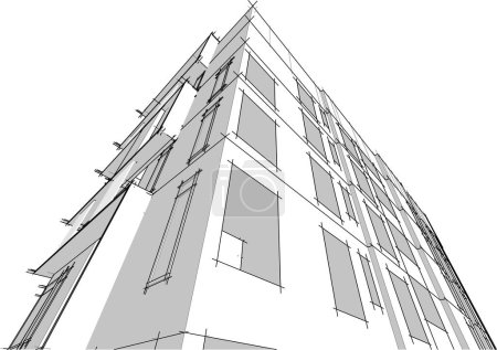 Téléchargez les illustrations : Architecture abstraite conception de papier peint du bâtiment résidentiel élevé, illustration vectorielle - en licence libre de droit