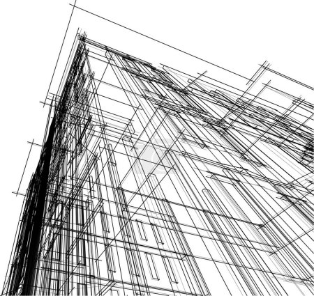 Téléchargez les illustrations : Architecture abstraite conception de papier peint du bâtiment élevé, illustration vectorielle - en licence libre de droit