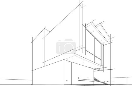 Illustration for House building architectural drawing vector illustration - Royalty Free Image