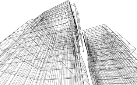 Ilustración de Futurista ciudad rascacielos fondo, vector de ilustración - Imagen libre de derechos