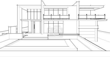 Illustration for House building architectural drawing vector illustration - Royalty Free Image