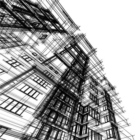 Illustration for Abstract architecture wallpaper design of the high building, digital concept background - Royalty Free Image