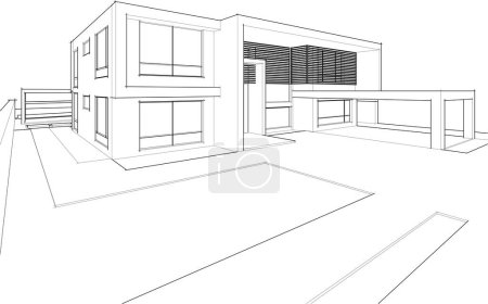 Téléchargez les photos : Bâtiment de maison dessin architectural illustration vectorielle - en image libre de droit