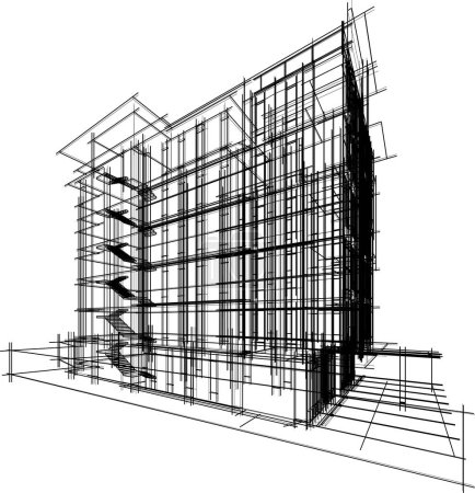 Téléchargez les illustrations : Architecture abstraite conception de papier peint du bâtiment élevé, illustration vectorielle - en licence libre de droit