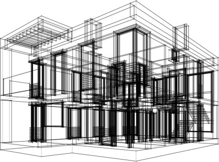 Ilustración de Edificio de la casa dibujo arquitectónico vector ilustración - Imagen libre de derechos