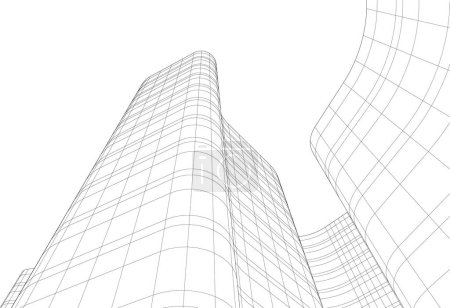Ilustración de Futurista ciudad rascacielos fondo, vector de ilustración - Imagen libre de derechos