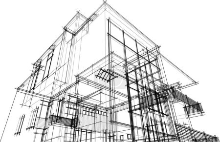 Ilustración de Arquitectura edificio 3d ilustración sobre fondo - Imagen libre de derechos