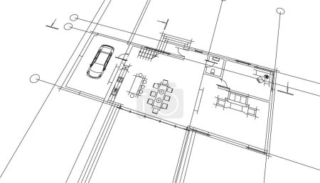 Téléchargez les photos : Bâtiment de maison dessin architectural illustration vectorielle - en image libre de droit
