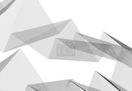 Ilustración de Perspectiva futurista, diseño abstracto de papel pintado arquitectónico, fondo de concepto geométrico digital - Imagen libre de derechos