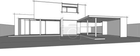 Ilustración de Edificio de la casa dibujo arquitectónico vector ilustración - Imagen libre de derechos