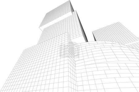 Téléchargez les illustrations : Abstraite conception de gratte-ciel de papier peint architectural, fond concept vectoriel - en licence libre de droit