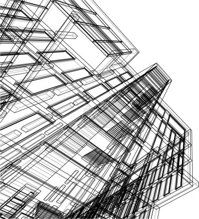 Téléchargez les photos : Papier peint architectural abstrait conception de bâtiment élevé, illustration vectorielle, fond de concept numérique - en image libre de droit