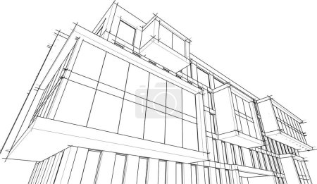 Téléchargez les photos : Papier peint architectural abstrait conception de bâtiment élevé, illustration vectorielle, fond de concept numérique - en image libre de droit