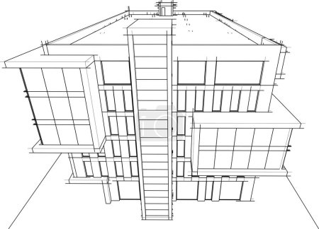 Ilustración de Abstracto papel pintado arquitectónico alto diseño del edificio, ilustración vectorial, fondo de concepto digital - Imagen libre de derechos