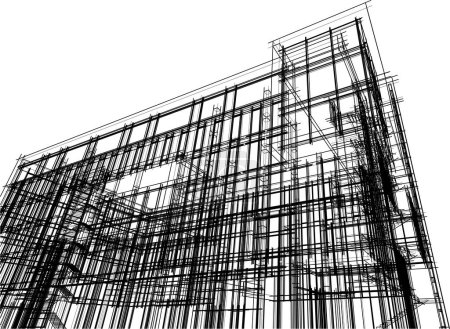 Ilustración de Abstracto papel pintado arquitectónico alto diseño del edificio, ilustración vectorial, fondo de concepto digital - Imagen libre de derechos