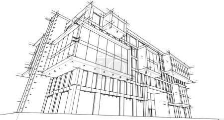 Téléchargez les illustrations : Papier peint architectural abstrait conception de bâtiment élevé, illustration vectorielle, fond de concept numérique - en licence libre de droit