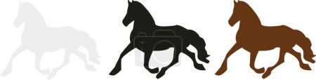 Illustration for Vector stallion allure set. Black, brown color horse, white horse. Horse silhouettes isolated. - Royalty Free Image